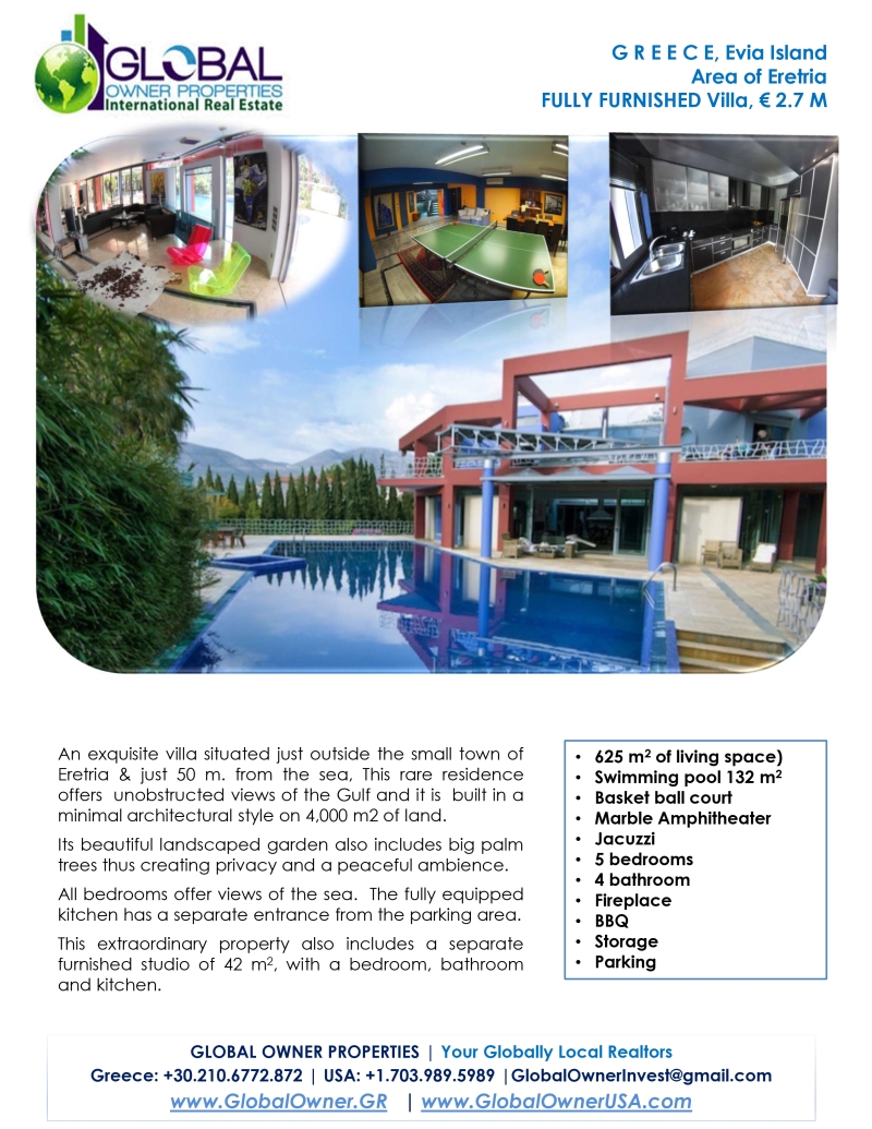 Evia Island - Area of Eretria - FULLY FURNISHED Villa
